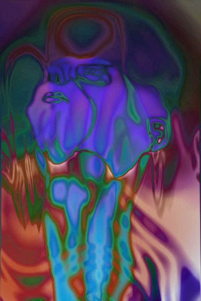 Top! a digital artwork of a man looking up.